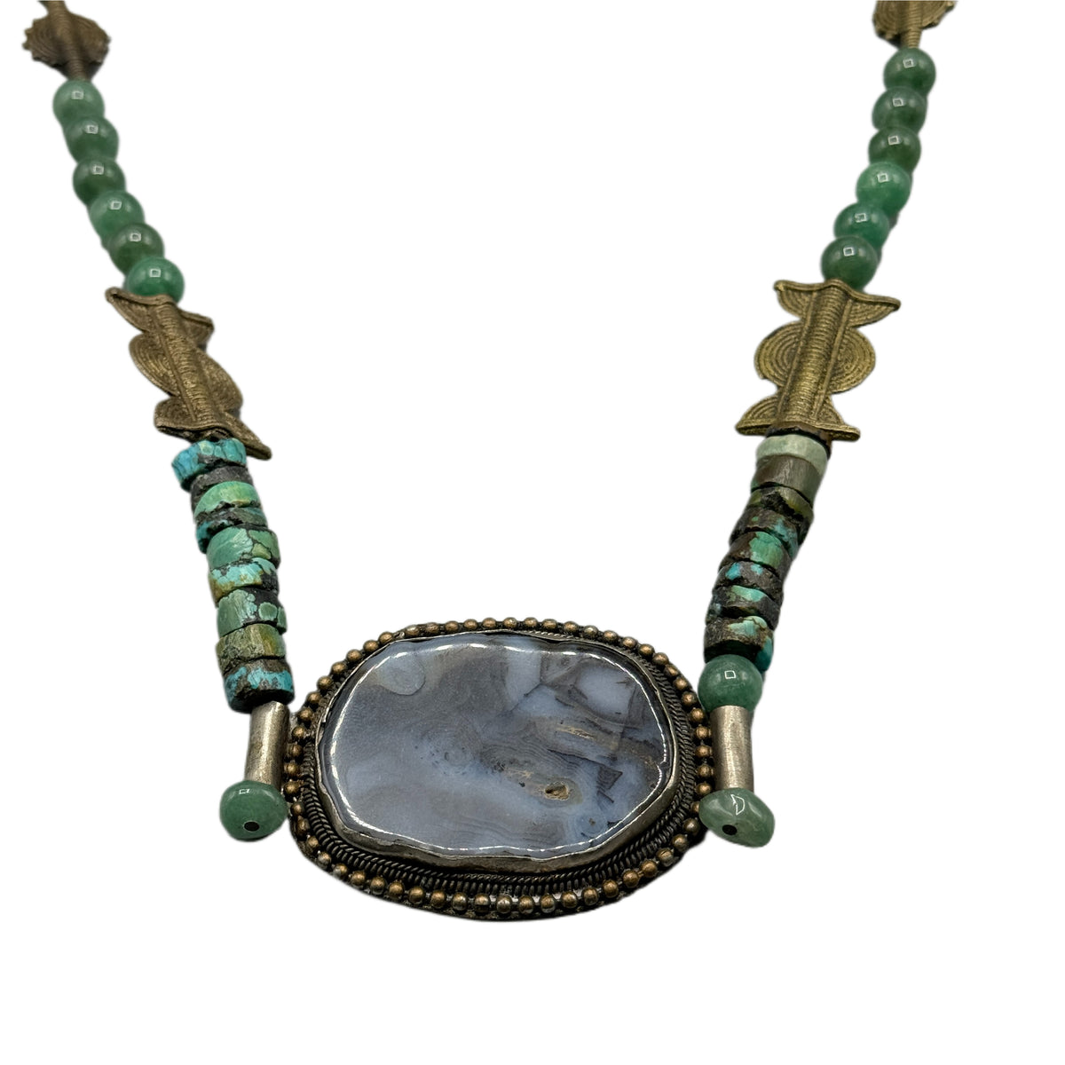 Vintage 30” “Z” Agate Beaded Western Necklace
