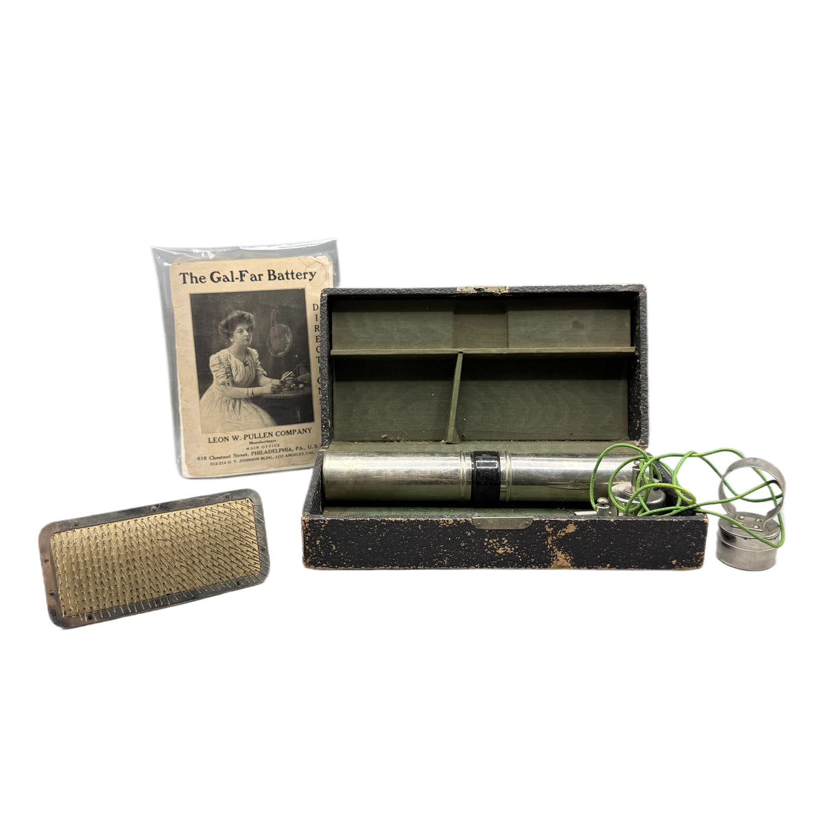 Antique Gal-Far Medical Electrotherapy Battery Set w/ Original Instructions (Untested)