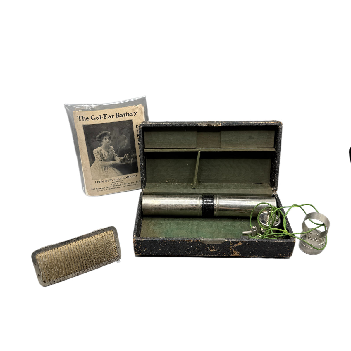 Antique Gal-Far Medical Electrotherapy Battery Set w/ Original Instructions (Untested)