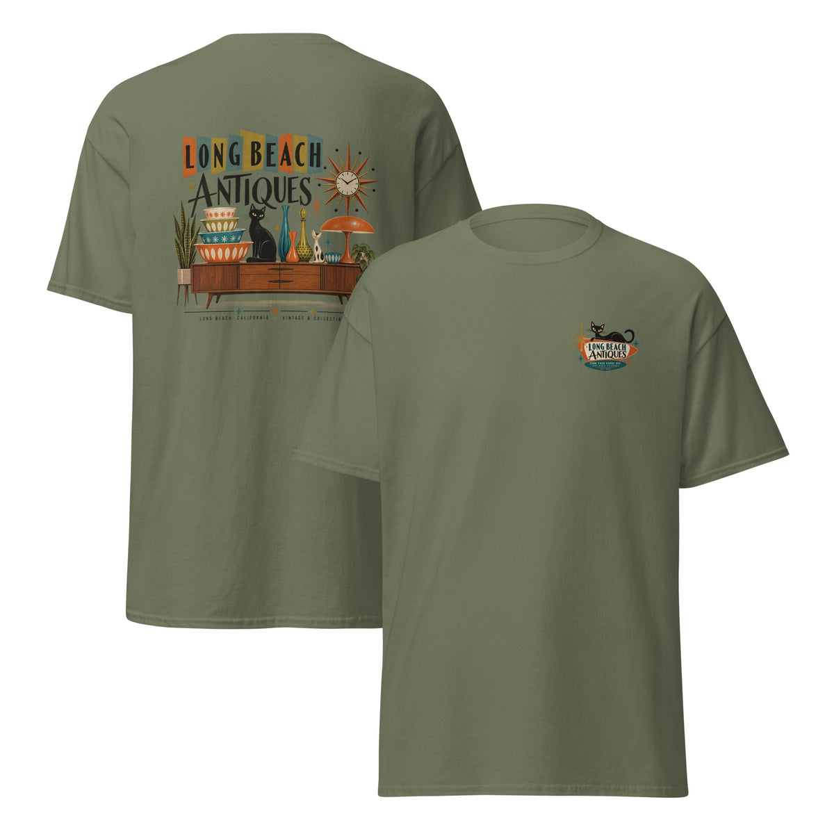 Product mockupLong Beach Antiques Unisex Tee
