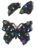 Rivoli Rhinestone Butterfly Brooch & Clip Earring Set