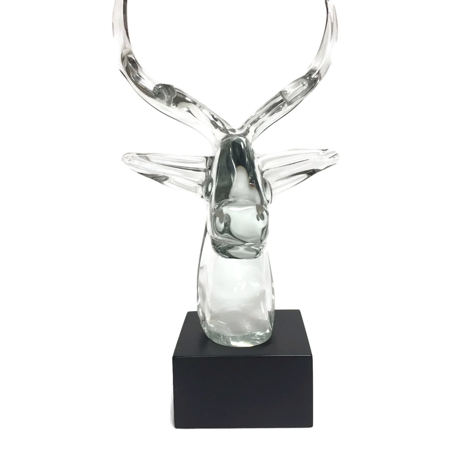 Vintage Signed Orrefers Crystal Dear Head Sculpture Figurine