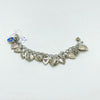 Vintage Antique Sterling Silver Puffy Heart Charm Bracelet