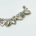 Vintage Antique Sterling Silver Puffy Heart Charm Bracelet