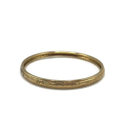 Vintage Gold Plate Etched Bangle Bracelet