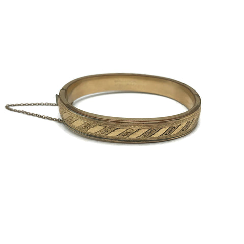 Vintage Gold Plate Etched Clamp Bracelet