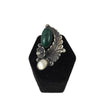 Vintage Native American Old Pawn Style Malachite & Mother Of Pearl Silver Ring