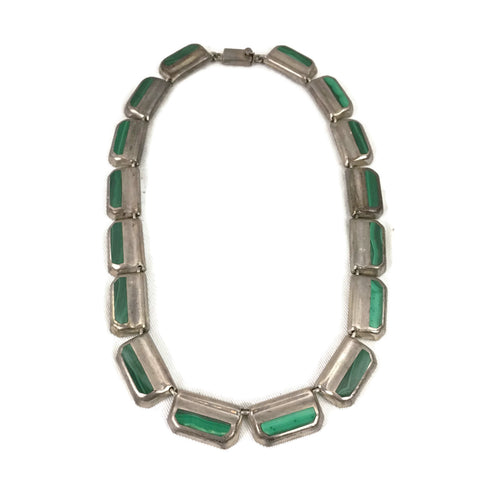 Sterling Silver Malachite Inlay Necklace