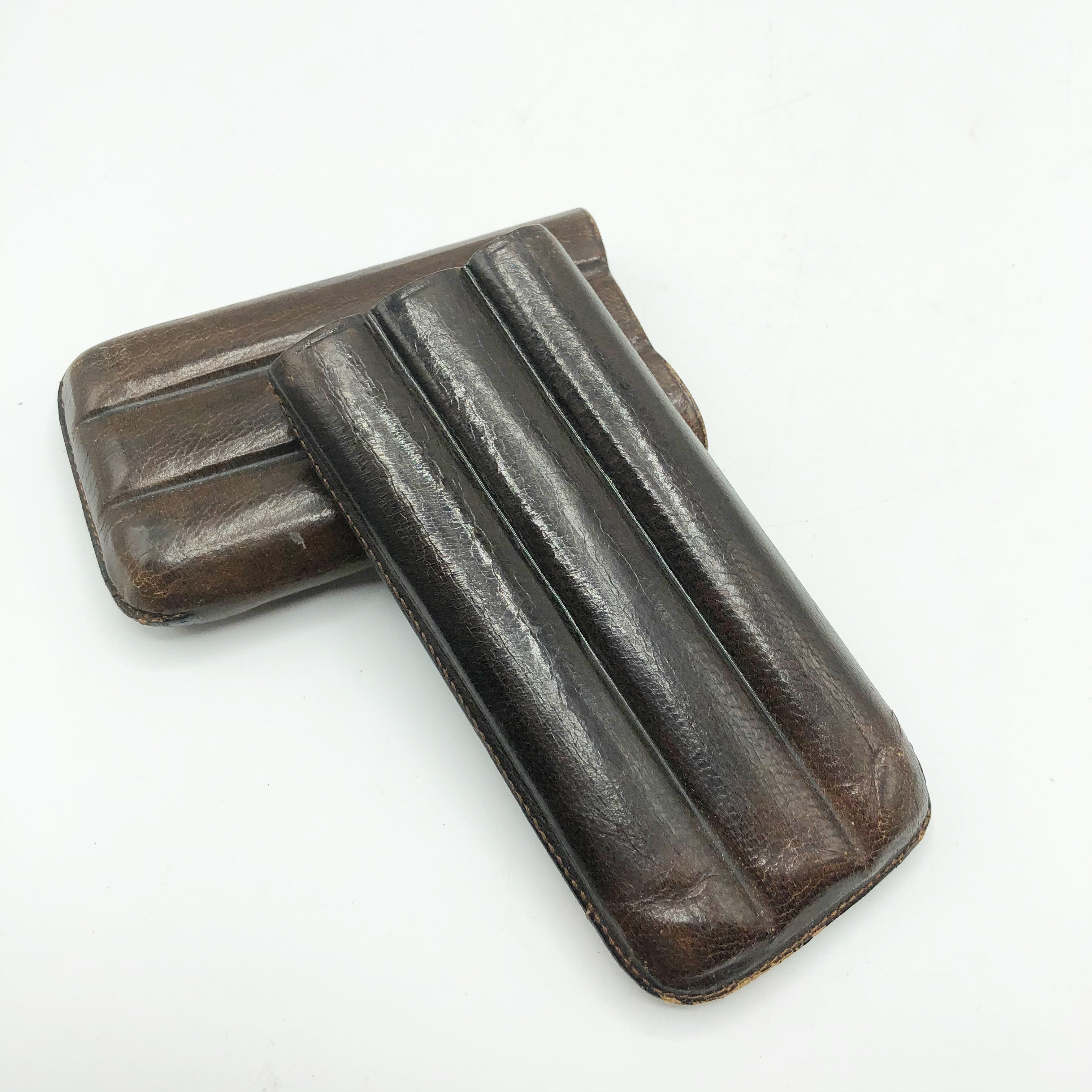 Vintage Leather 3 Cigar Case