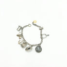 Vintage Sterling Silver Charm Bracelet W/ 1905 Luis & Clark Expo Gold Coin