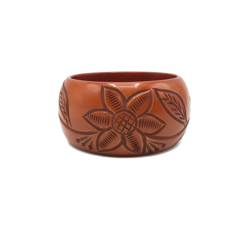 Beautiful Vintage Floral Carved 1960’s Bakelite Bracelet