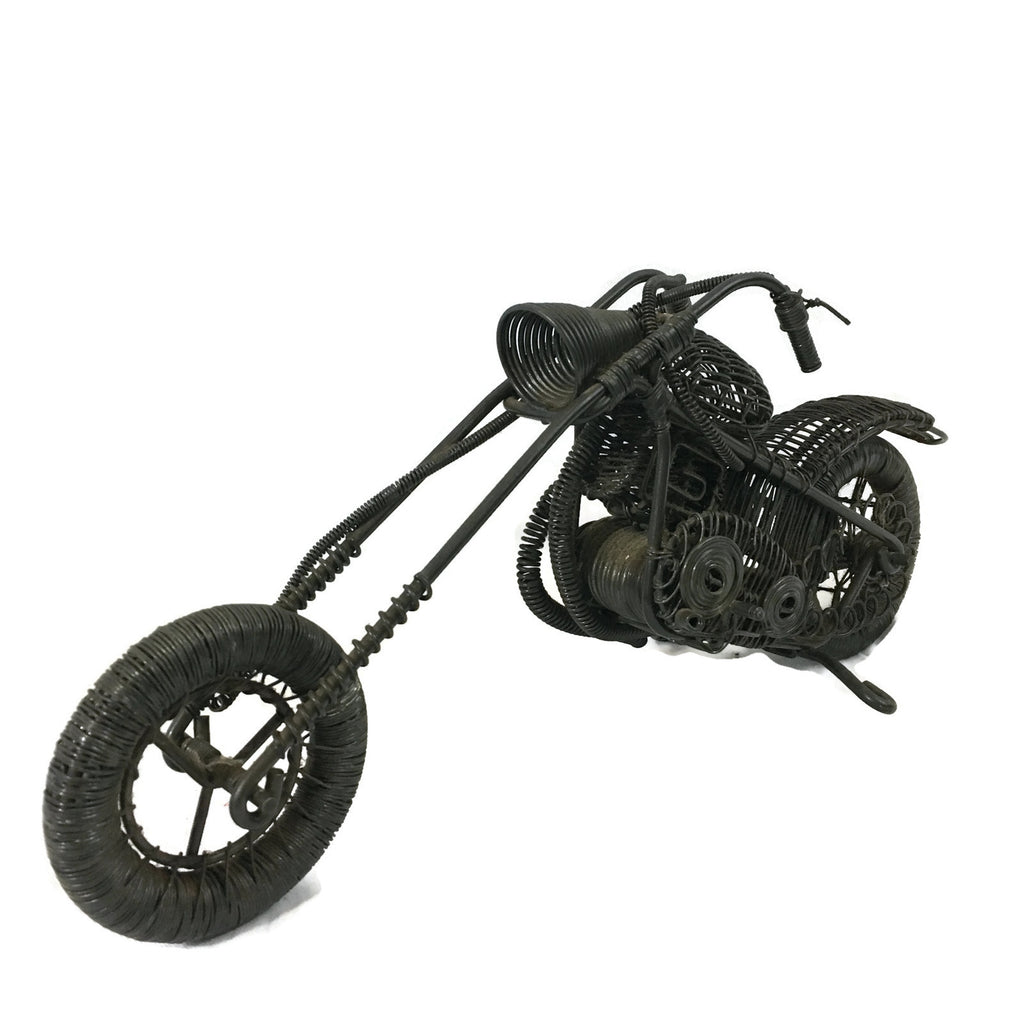 Vintage Metal Harley Motorcycle Sculpture