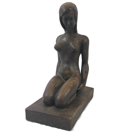 Large Vintage Nude Kneeling Woman Figurine/ Statue