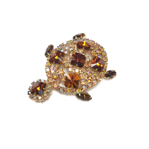 Vintage Juliana Rhinestone Turtle Brooch