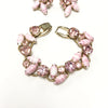 Vintage Juliana Pink Rhinestone & Marbled Glass Necklace & Earring Set