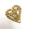 Vintage 3D Rhinestone Heart & Flower Brooch