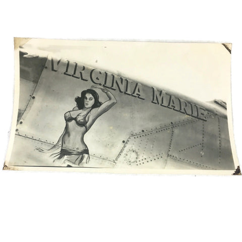 Vintage Virginia Marie Original WW2 Warplane Nose Art Photo