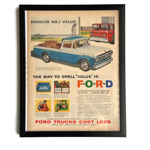 Framed Original Ford Trucks Advertisement