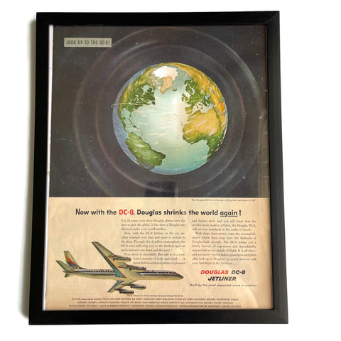 Framed Original Douglas DC-8 Jetliner Advertisement
