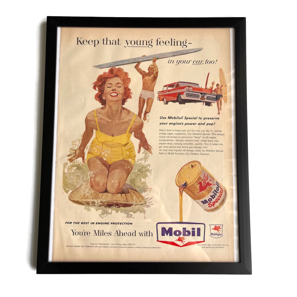 Framed Original Mobil Oil Advertisement
