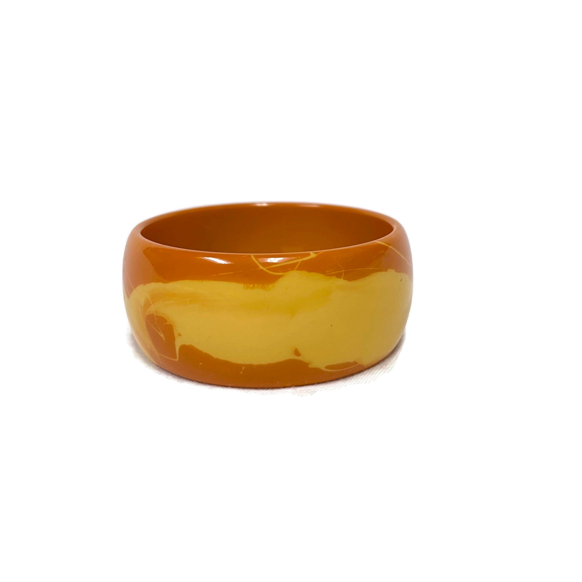 Vintage Large Bakelite Two Tone Marbled Bracelet