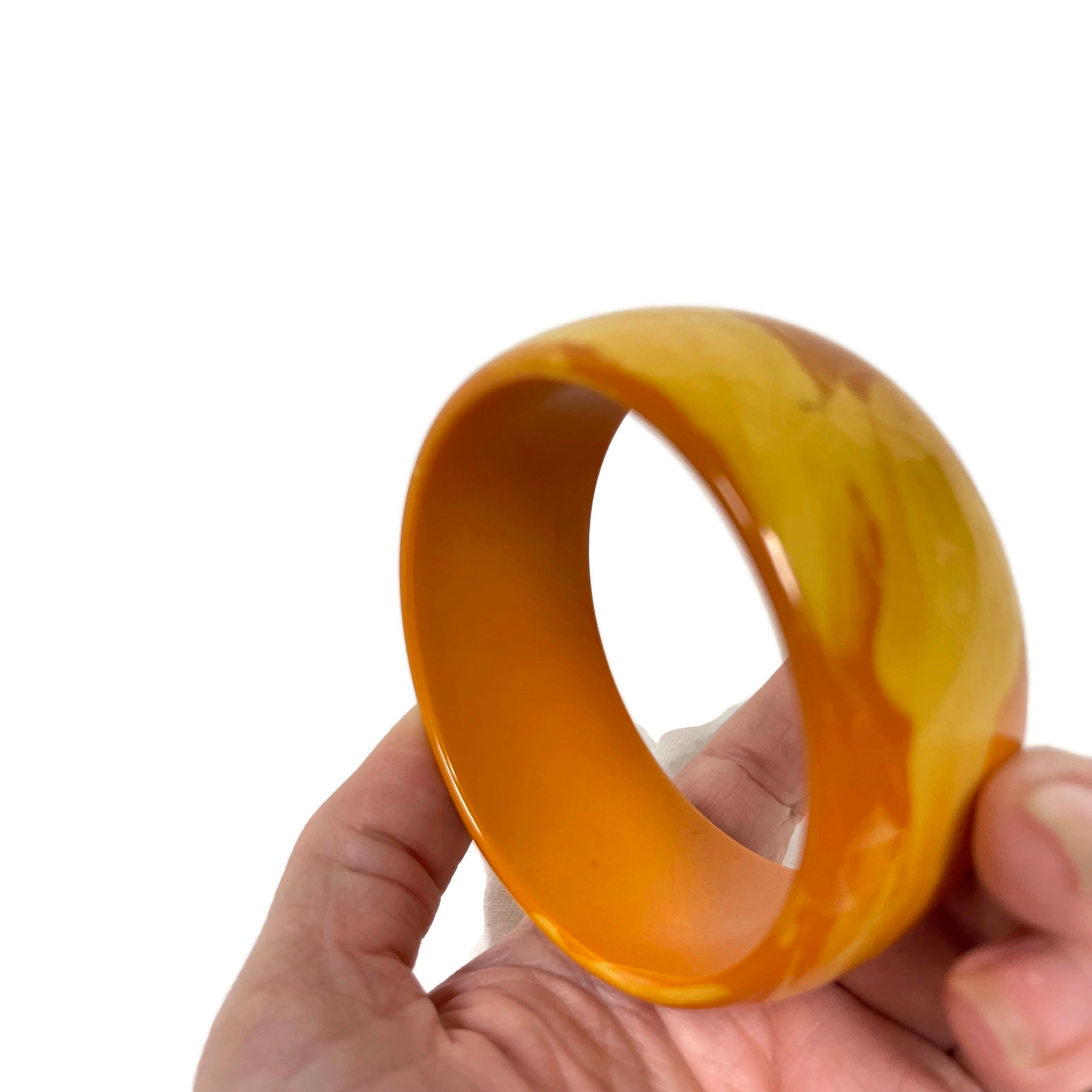 Vintage Large Bakelite Two Tone Marbled Bracelet