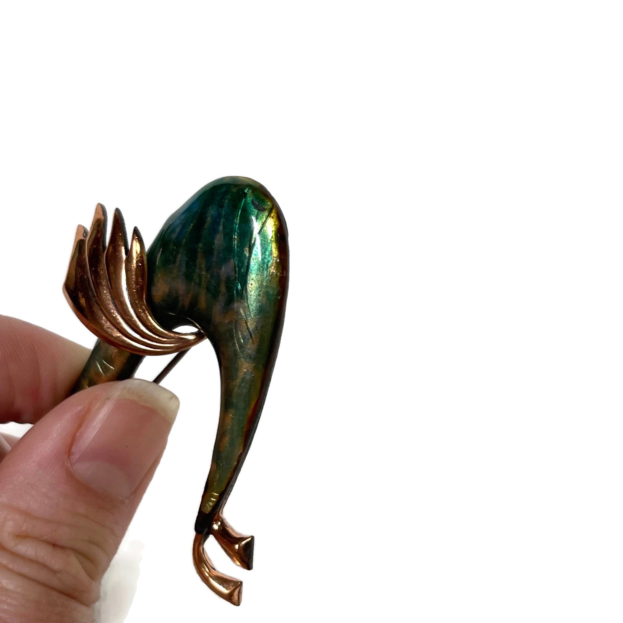 Vintage Mid Century Matisse Enameled Abstract Bird Brooch