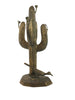 Vintage Brass Budding Cactus & Road Runner Sculpture.
