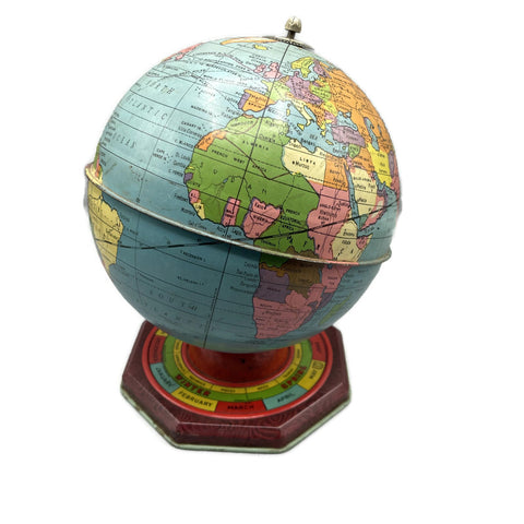 Vintage 1950’s Small Metal Calendar Zodiac Globe