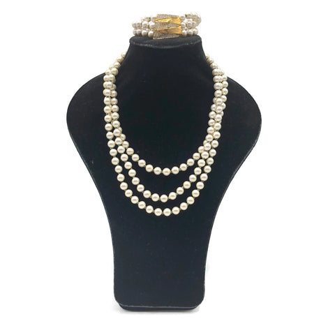 Vintage Faux Pearl Costume Jewelry Set