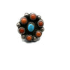 Vintage Old Pawn Silver Turquoise Coral Ring
