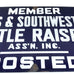 Porcelain Texas & Southwestern Cattle Raisers Association Sign