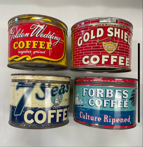 Vintage Lot of 4 Coffee Tins (Reserved)