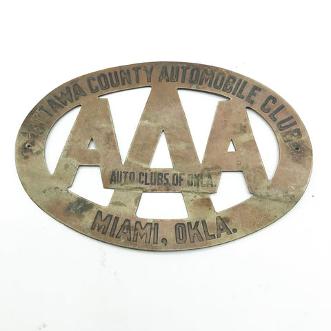 Vintage Metal Triple A Car Badge