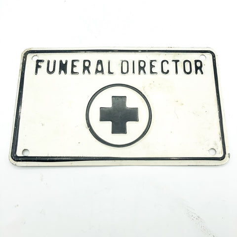 Vintage Funeral Director License Plate Sign