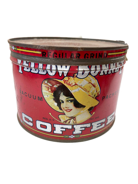 Vintage Yellow Bonnet Coffee Can
