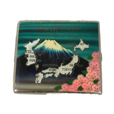 1950’s Painted Japan & Korea Cigarette Case With Cherry Blossoms