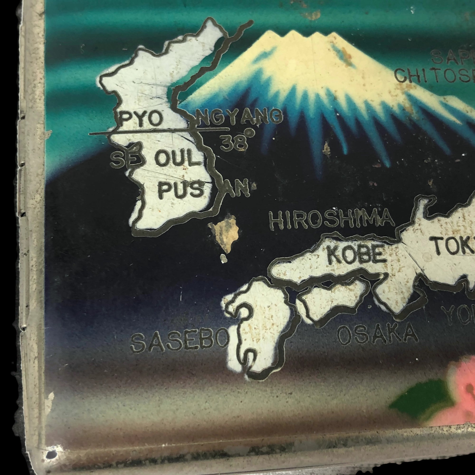 1950’s Painted Japan & Korea Cigarette Case With Cherry Blossoms