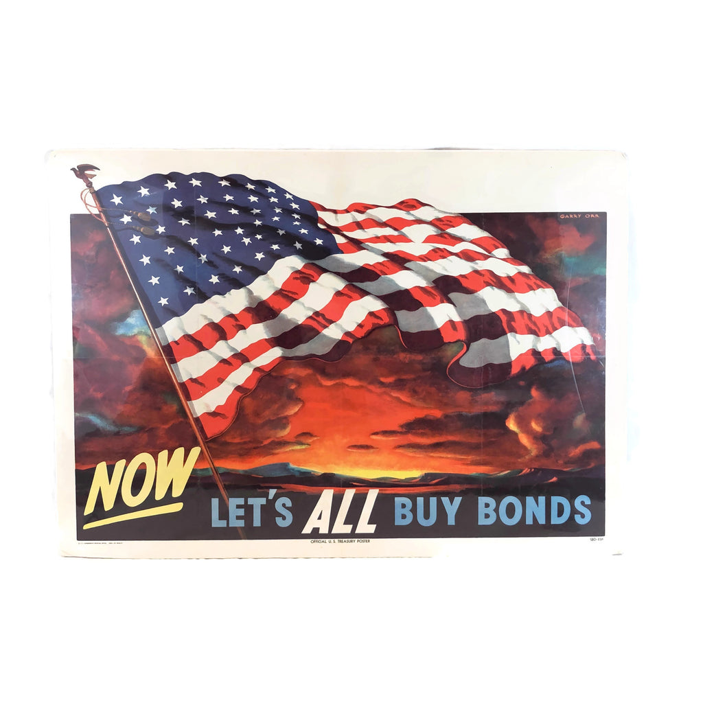 Vintage World War 2 Lets All buy War Bonds Poster