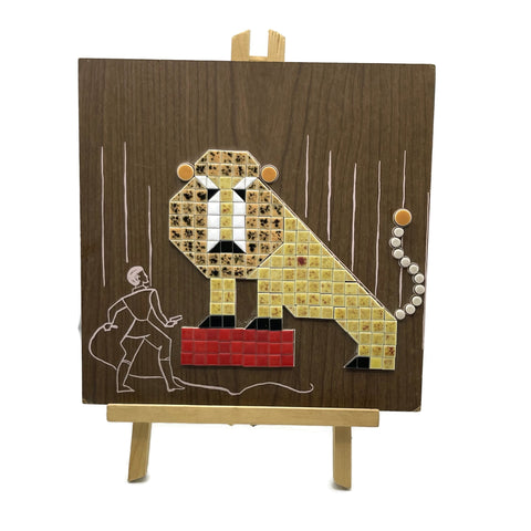 Vintage Circus Lion Mosaic Plaque