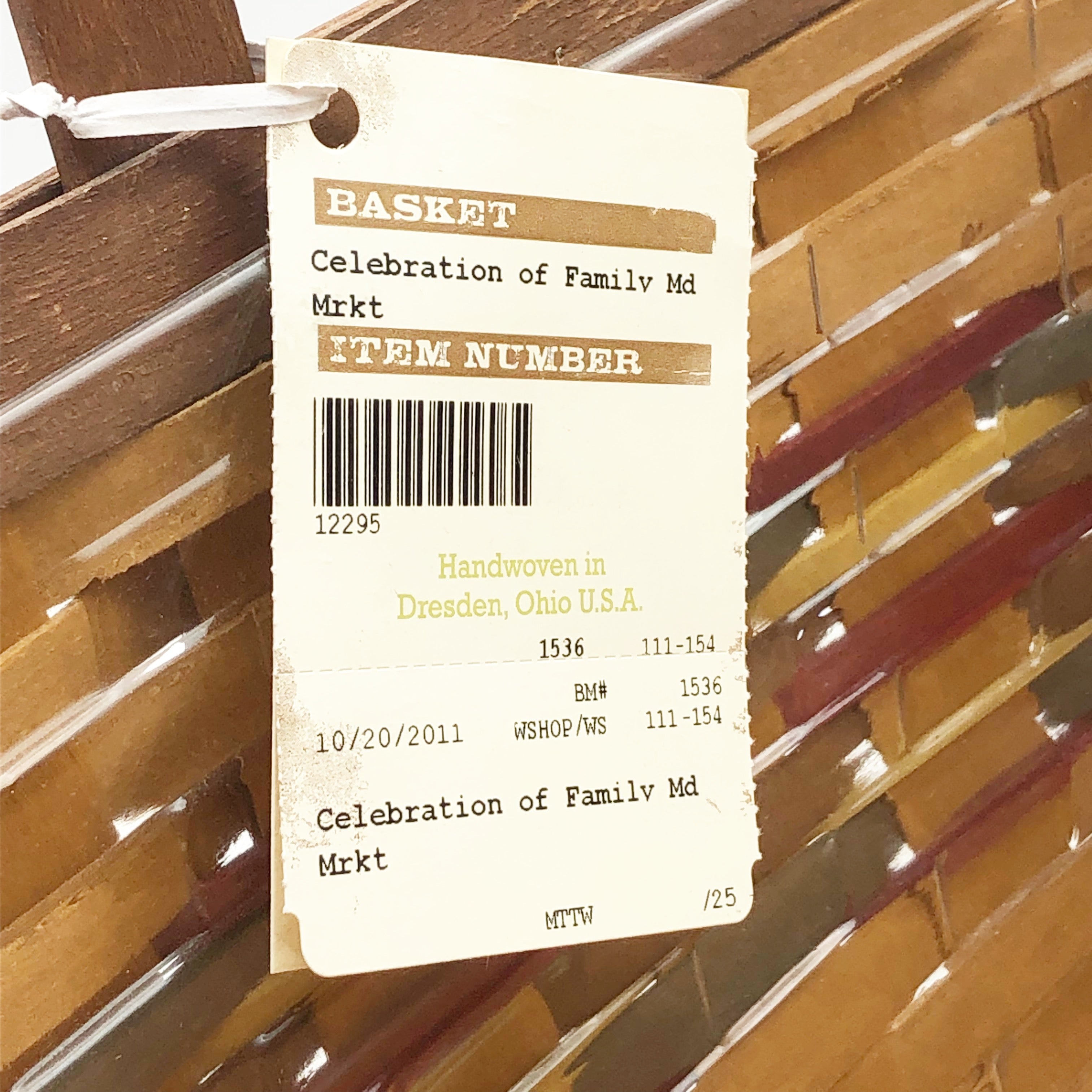  Multi Color Hand Woven Longaberger Celebration of Family Basket