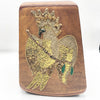 Vintage Mid Century Bird Pebble Art Wooden Lamp Shade