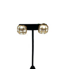 Vintage 14K Gold Caged Mave Pearl Earrings