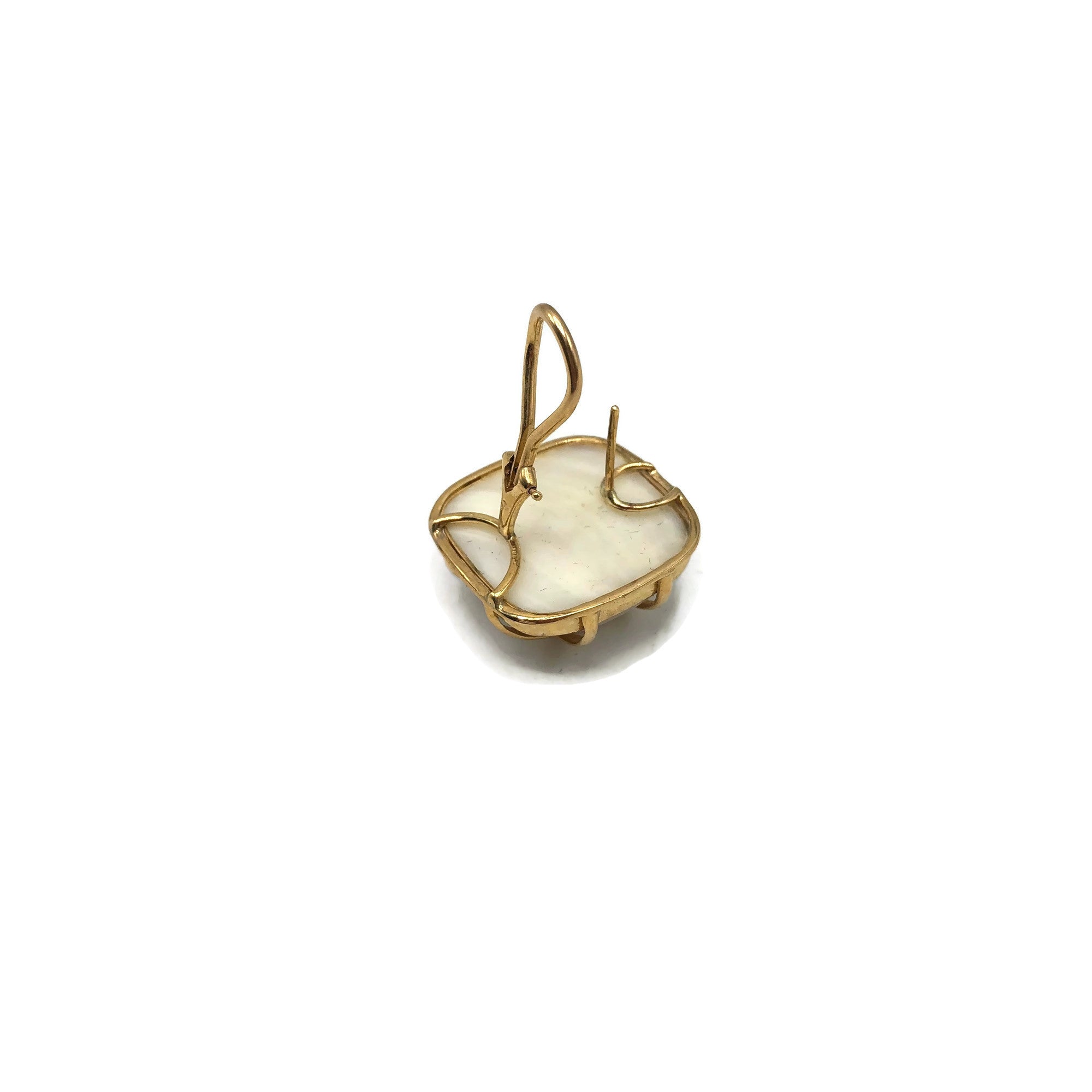Vintage 14K Gold Caged Mave Pearl Earrings