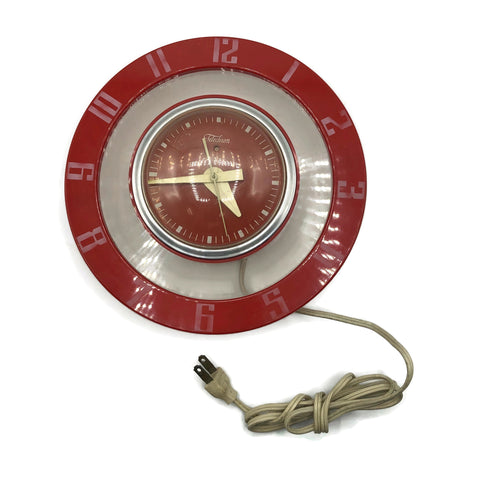 Vintage Telochron Red Art Deco Clock