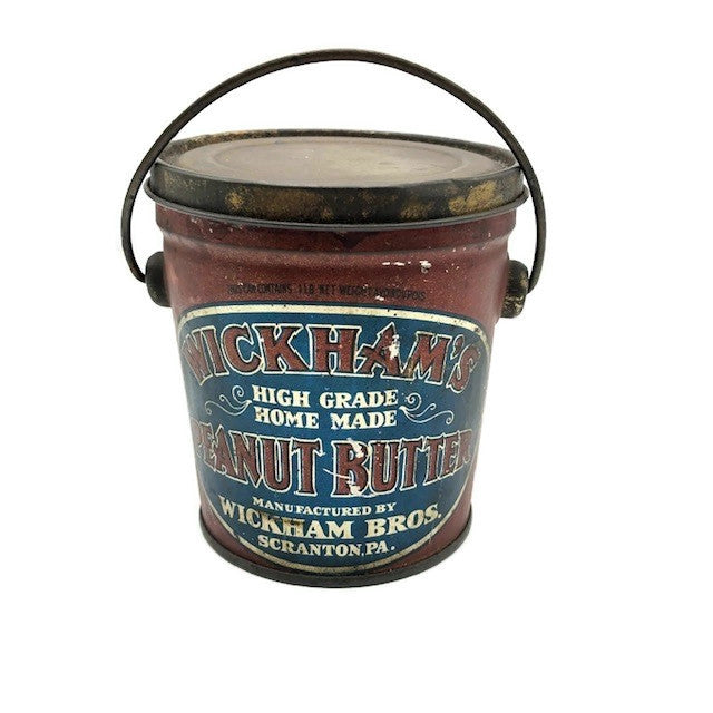 Vintage Wickham’s Peanut Butter Tin Litho Pail Tin