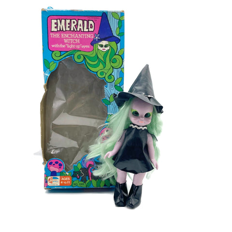 Rare Emerald Enchanted Witch Doll W/ Light-Up Eyes In Box