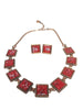 Rebaje Red Copper Enamel Necklace & Earring Set