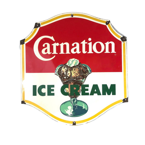 Vintage Original Porcelain Carnation’s Ice Cream Sign