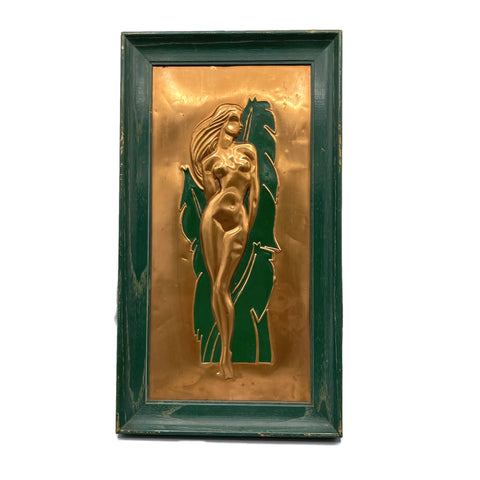 Vintage Copper Nude Hawaiian Embossed Relief Picture